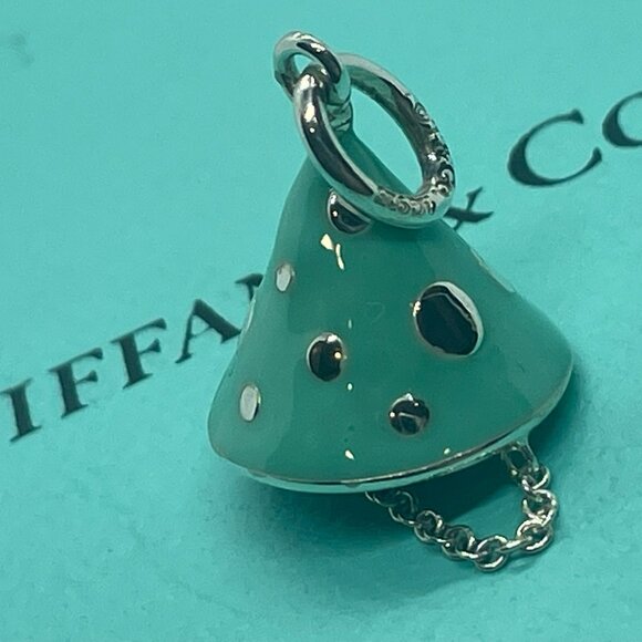 Tiffany & Co. Sterling Silver Blue Enamel Party Hat Birthday Charm - Picture 7 of 11